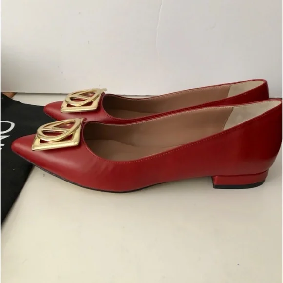 VALENTINO BY MARIO VALENTINO Flora Logo Buckle Pointed Toe Flat - Picture 10 of 11